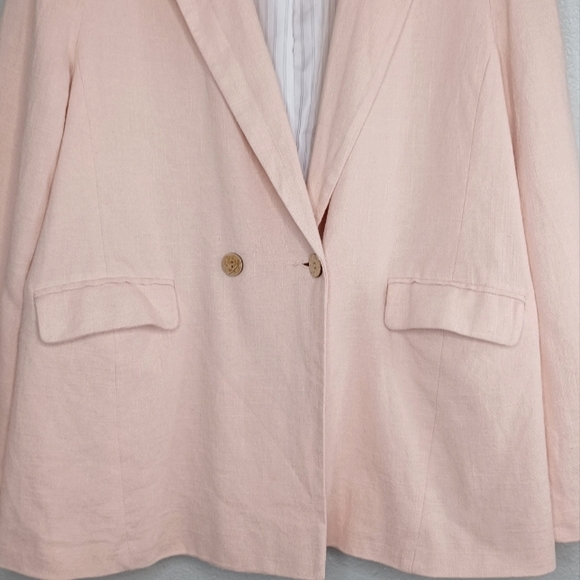 Topshop Double Breasted Linen Blend Oversized Blazer - Picture 4 of 16